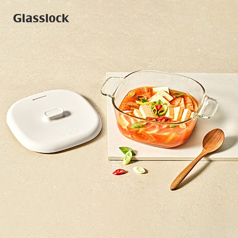 Glasslock耐热玻璃碗带盖韩国进口沙拉碗微波炉耐热大双耳汤面碗