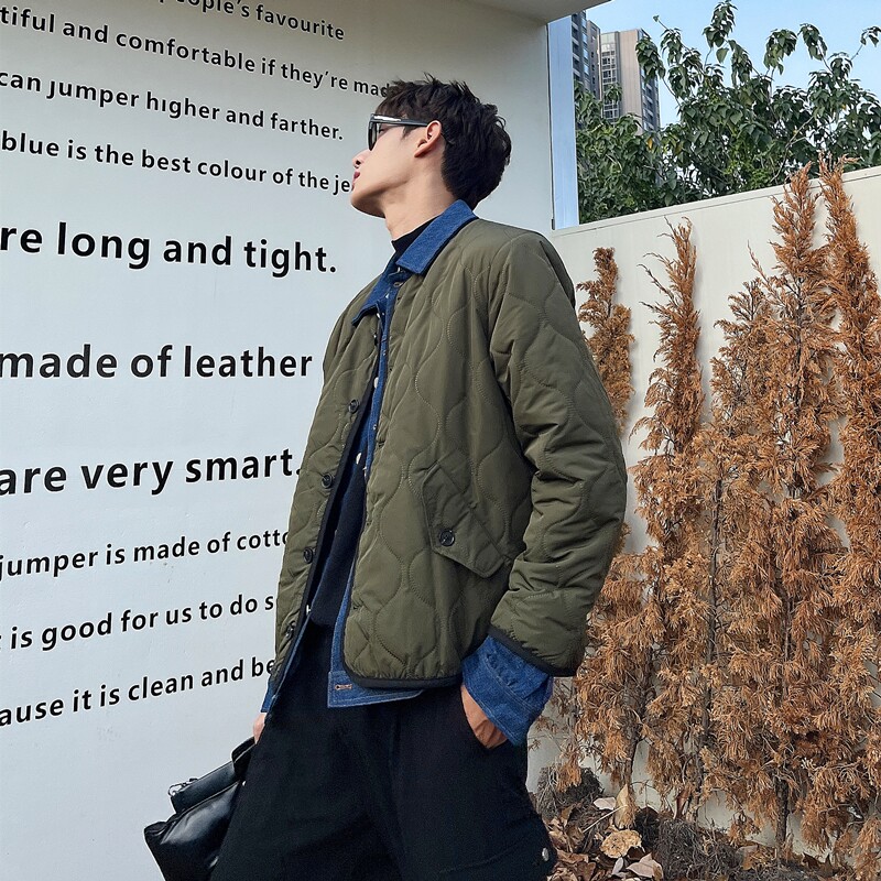 USMAO冬季新品韩版牛仔拼接加厚内胆棉服外套男女同款夹克保暖ins