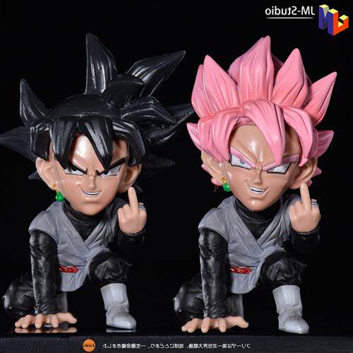 七龙珠 gk 竖中指 桃红 黑悟空 超级赛亚人可换头q版手办模型摆件