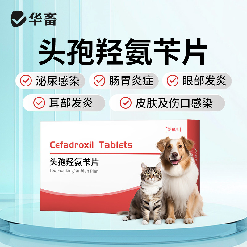 华畜头孢羟氨苄片宠物狗狗猫咪脓皮症伤口消炎感冒药尿路感染尿血图片