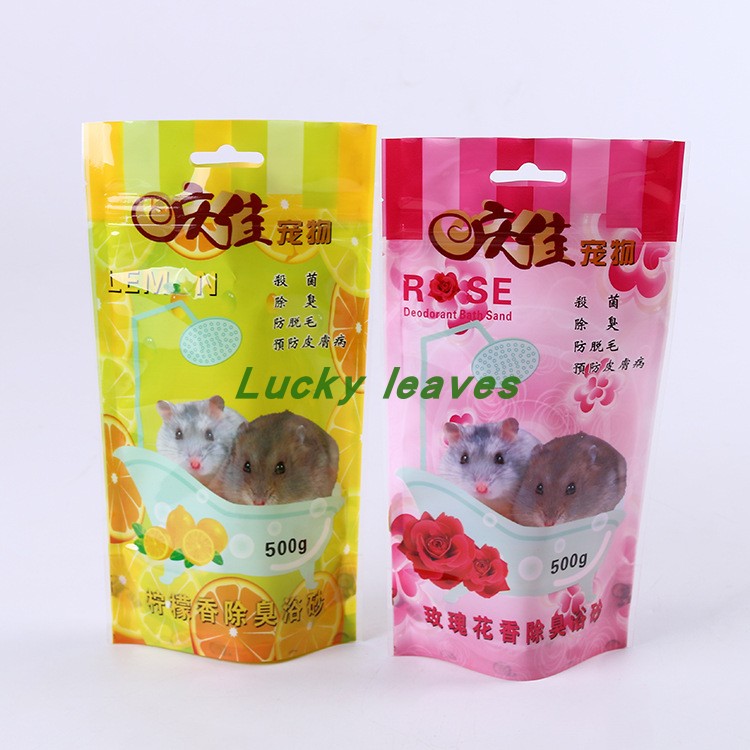 1kg仓鼠饲料粮站立拉链袋500g宠物浴砂直立插底塑料尿砂袋定制