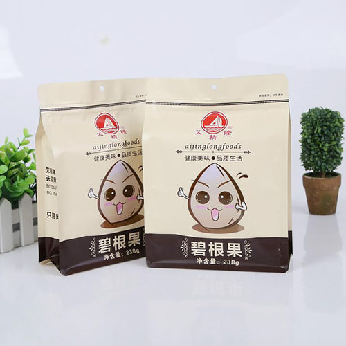 定制碧根果坚果干果八边封平底拉链风琴袋BOPP/VMPET/CPP丙烯镀铝