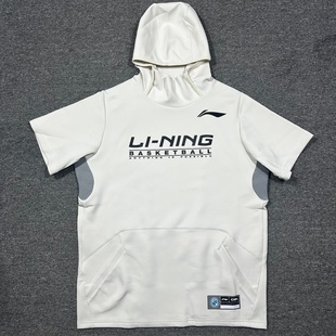 李宁赞助CBA大码 连帽卫衣热身投篮服保暖弹性运动服 篮球套头短袖