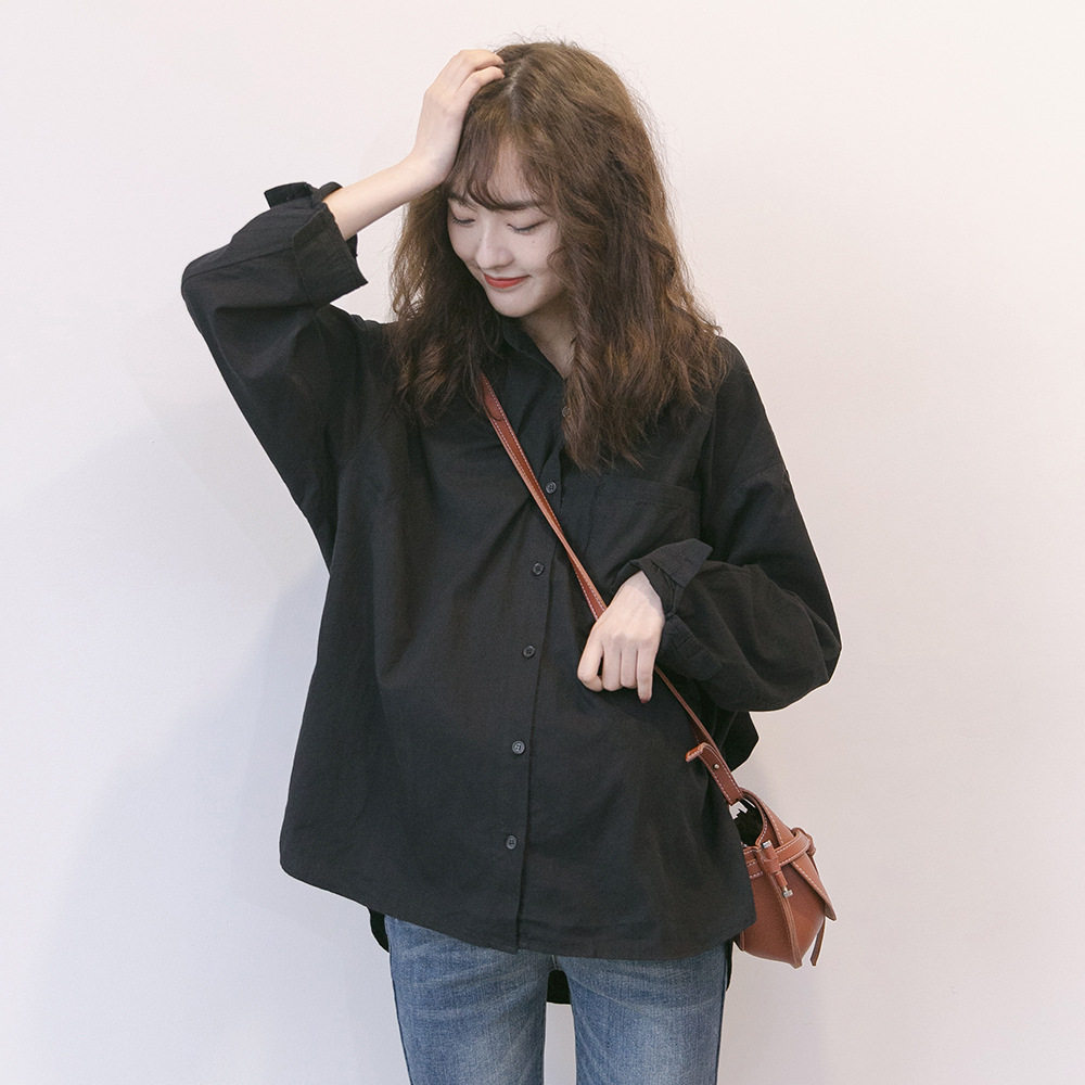 출산 봄 의류 한국 스타일 유행 새 셔츠 2019 새로운 짧은 안나 스타일 느슨한 캐주얼 간호 탑 유행