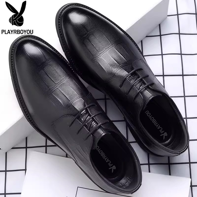 皮鞋男2025新款真皮内增高男士商务正装西装休闲皮鞋英伦新郎婚鞋