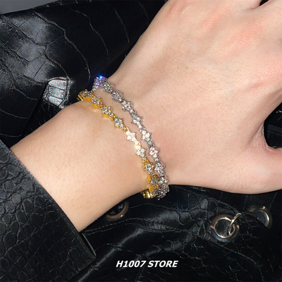 美式超闪荆棘花形满钻男款手链女小众设计高级感项链情侣款送礼物