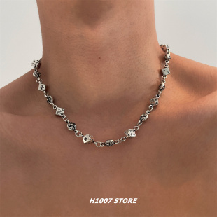 做旧款 项链女生冷淡风手链嘻哈情侣毛衣卫衣链 骰子十字花克克男款