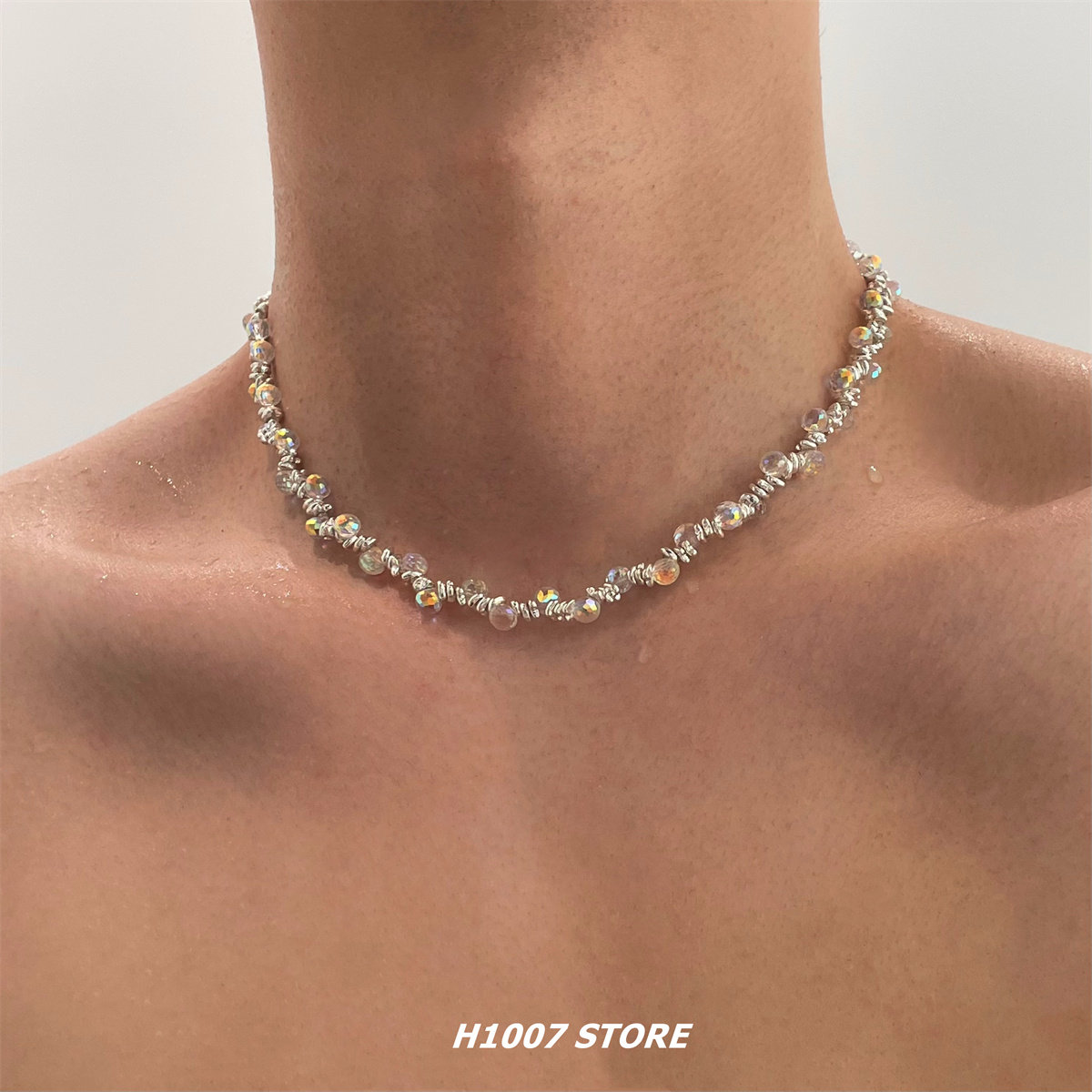 超仙清冷感 小灯泡碎银男款锁骨链项链女生小众设计高级感毛衣链