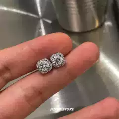Super Shiny American Hip-Hop Style Full Diamond Men's Earrings, Niche Design, Ear-Friendly for Girls, High-End Earrings