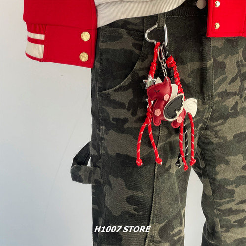 新款小飞马编绳星星男款裤链女小众款配饰嘻哈风钥匙包挂腰间挂饰