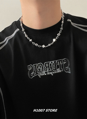 做旧款骰子十字花男款项链女生冷淡风手链嘻哈高级情侣毛衣卫衣链