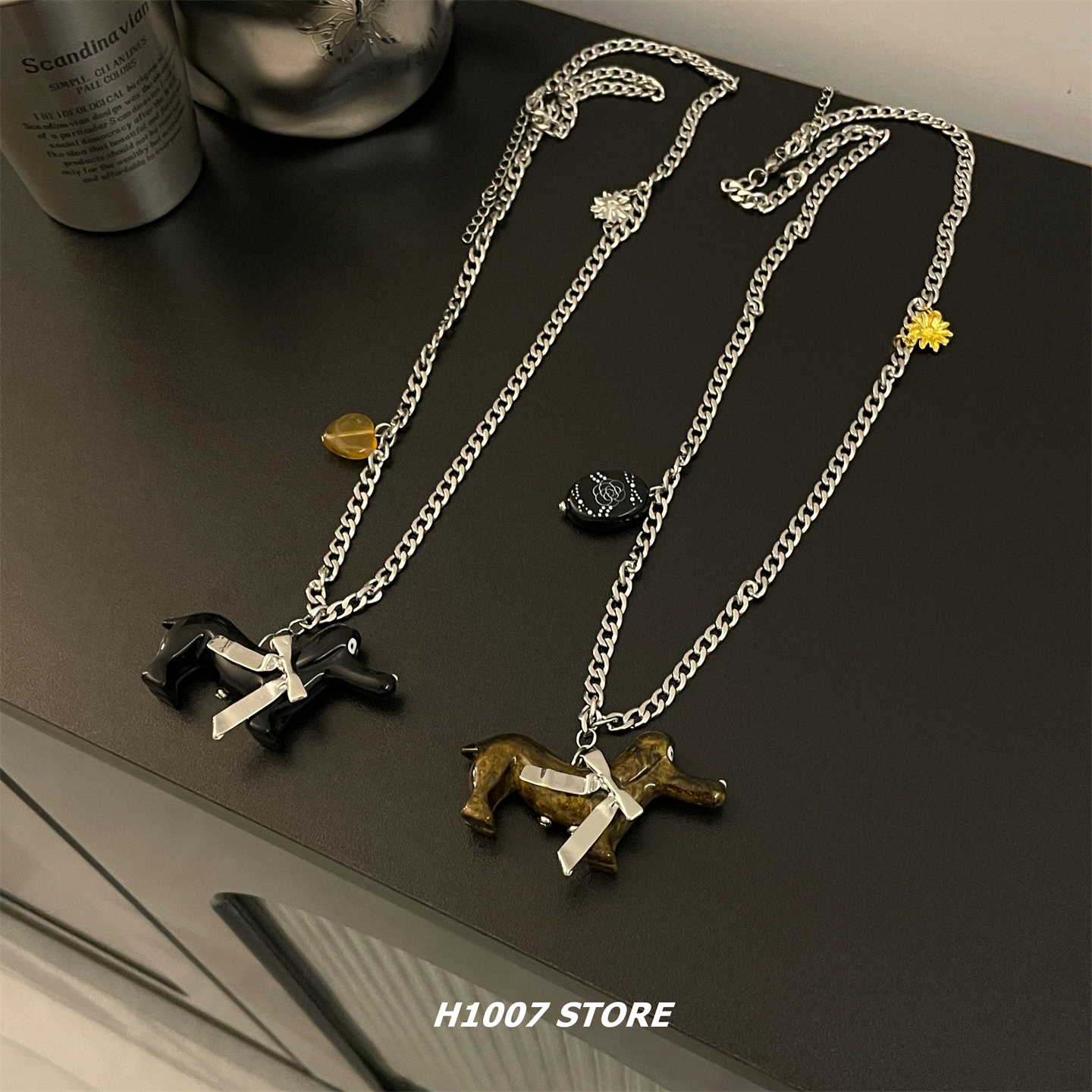 新长款腊肠狗男项链女嘻哈风小众设计感卫衣链秋冬毛衣链百搭配饰