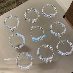 海洋浅蓝系列碎银串珠手作女生手链小众设计高级感闺蜜手串情侣款