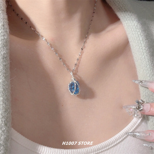 macrame正品幸运水晶原石编织吊坠项链女5个颜色可选小众男锁骨链