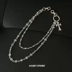 Men's Layered Hip-Hop Chain Belt with Cross Motif, Crossbody Waist Chain for Jeans & Cargo Pants, Trendy Unisex Streetwear