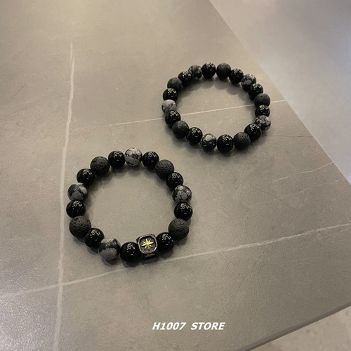 火山石串珠小众设计高级感手链