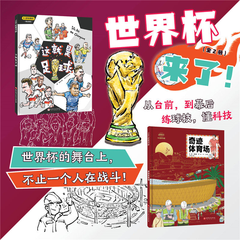 世界杯来了！全2册这就是足球+奇迹体育场精装绘本3-4-5-6周岁宝宝幼儿园1年级早教亲子共读图画书早教启蒙科普世界杯读物图画故事