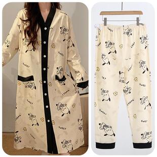 带胸垫医院待产裙孕妇睡衣大码哺乳睡裙裤子春秋夏季前开扣月子服