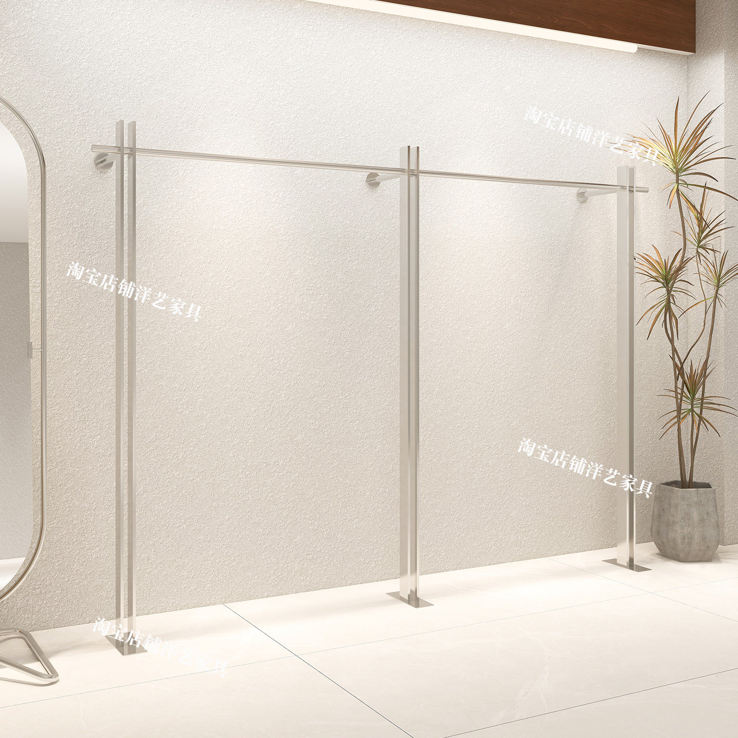 服装店展示架上墙挂衣架男女装店货架买手店落地陈列架不锈钢拉丝,商业/办公家具,服装展示架,淘宝优惠券,粉丝福利购,淘宝优惠卷