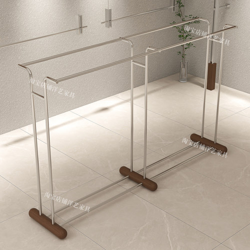 服装店落地双杆中岛陈列架不锈钢