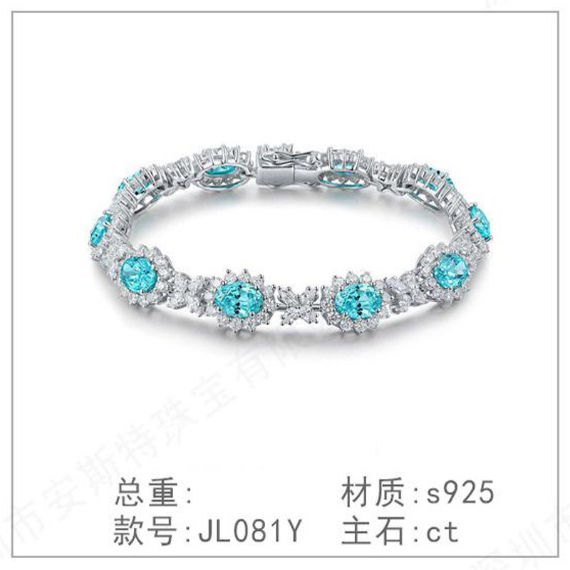 925纯银珠宝培育帕拉伊巴简洁手链高级感锁骨链简约轻奢复古手链