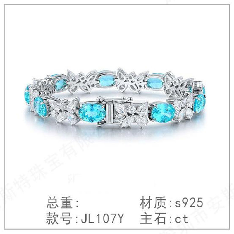 925纯银珠宝培育帕拉伊巴简洁手链高级感锁骨链简约轻奢复古手链