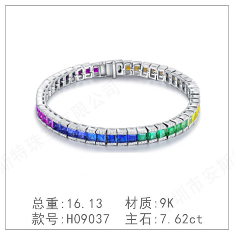 925纯银珠宝培育红蓝宝简洁手链圈高级感锁骨链简约轻奢复古手链