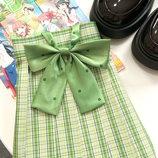 川町香【茉韵】绿黄小格配色原创jk学生格裙百褶裙学院短裙半身裙