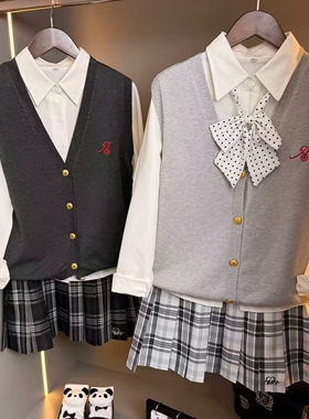 川町香jk原创格裙【白琴弦/黑琴键】黑白色双子秋冬款百褶裙短裙