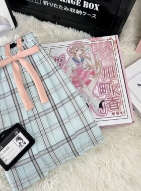 川町香jk制服原创格裙【小澈】学院风女百褶裙短裙显白绿色夏日系