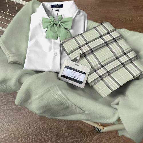 川町香【小青提】抹茶绿配色原创jk学生格裙百褶裙学院短裙半身裙