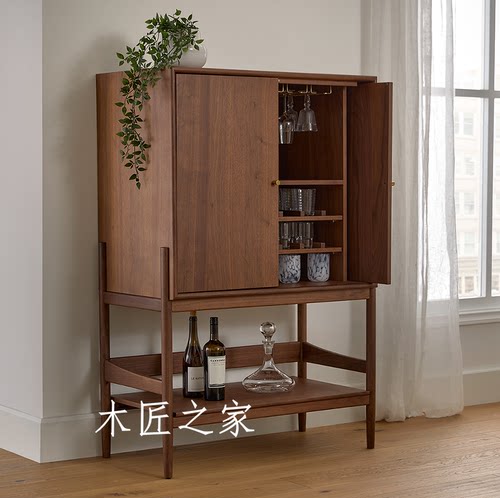 定制中古风Cotu实木餐边柜靠墙酒柜茶柜美式客厅走廊展示玄关柜