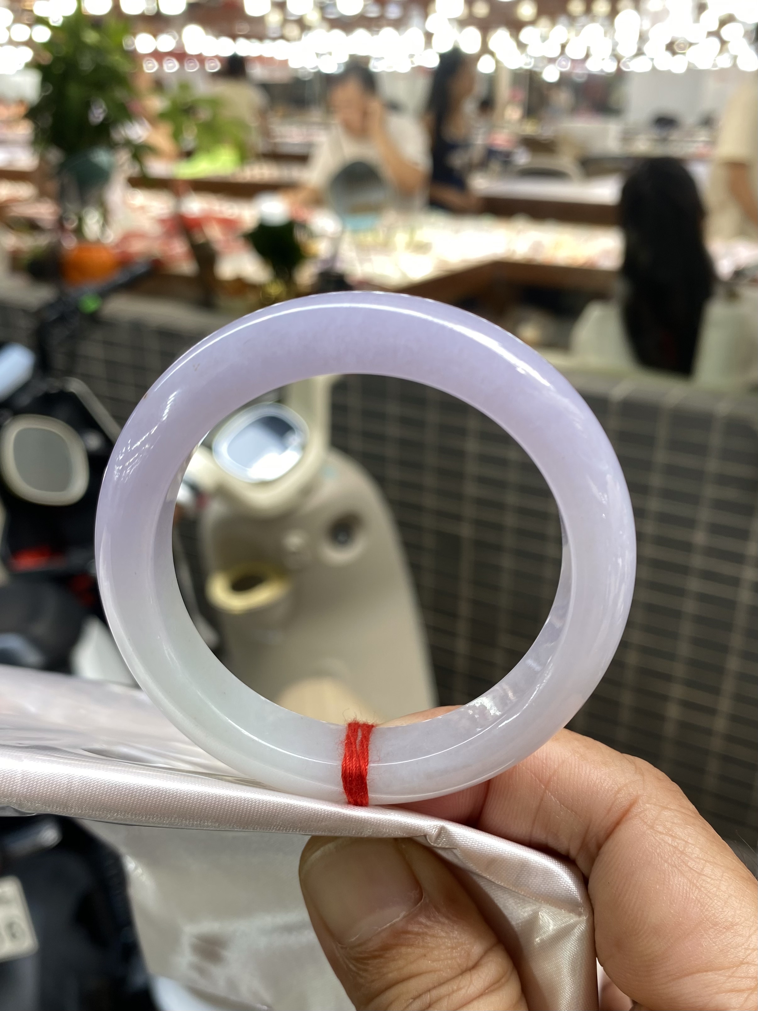 冰糯种粉紫天然缅甸翡翠手镯正品女款口径52.8mm适合年龄段18-45