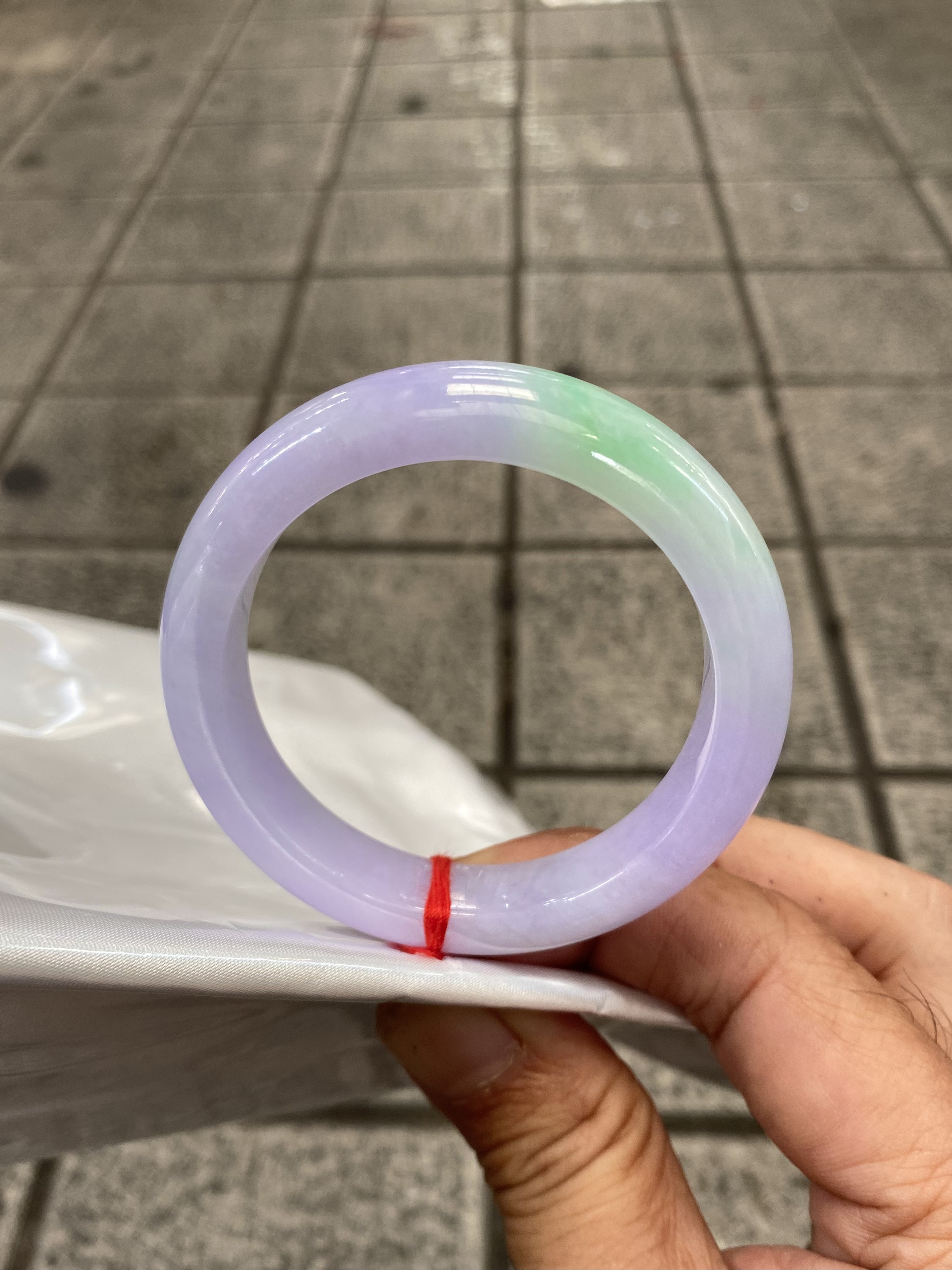 小手福利春彩莫奈花园梦幻紫天然缅甸翡翠手镯正品女款口径52.3mm