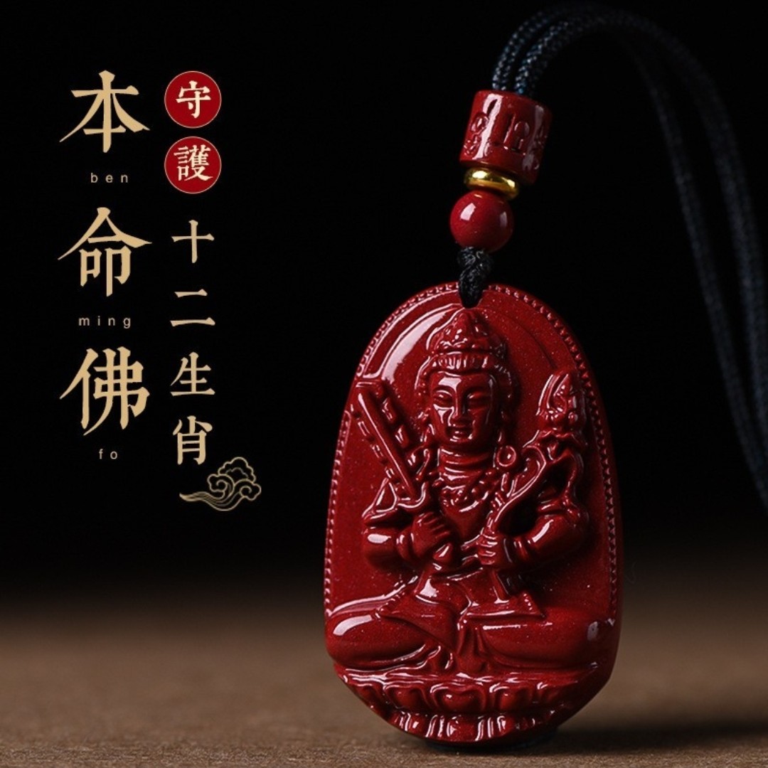 天然保真朱砂本命佛吊坠护身符男普贤菩萨项链女生八大守护神挂件