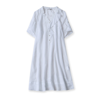 OL气质轻熟风V领短袖 431夏季 外贸女装 连衣裙 新款 荷叶边直筒衬衫