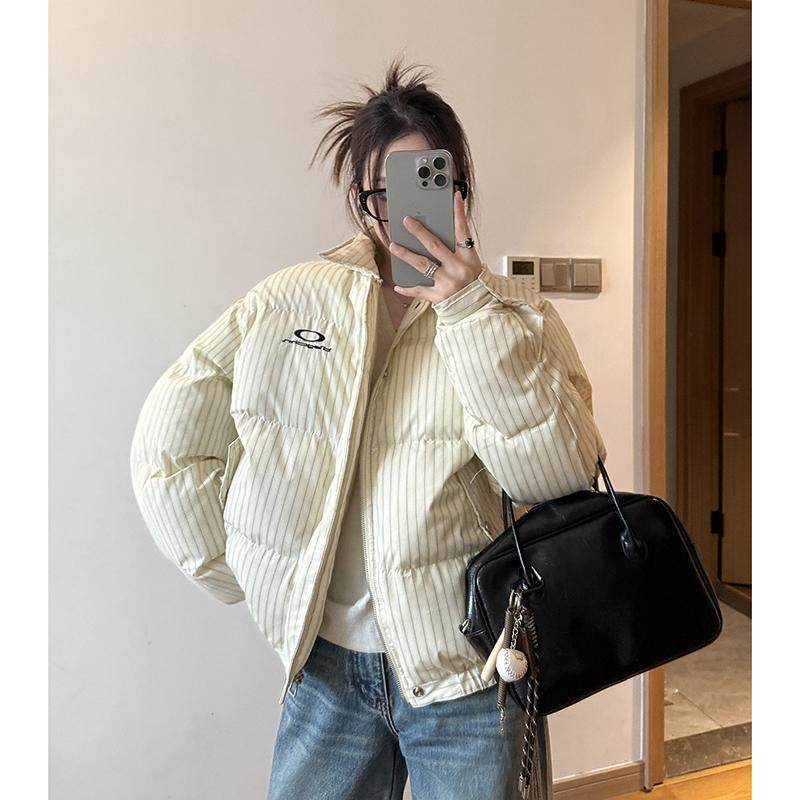 番茄茄 软糯泡芙韩系条纹棉衣外套女2025冬季新款百搭短款棉服ins,女装/女士精品,棉衣/棉服,淘宝优惠券,粉丝福利购,淘宝优惠卷