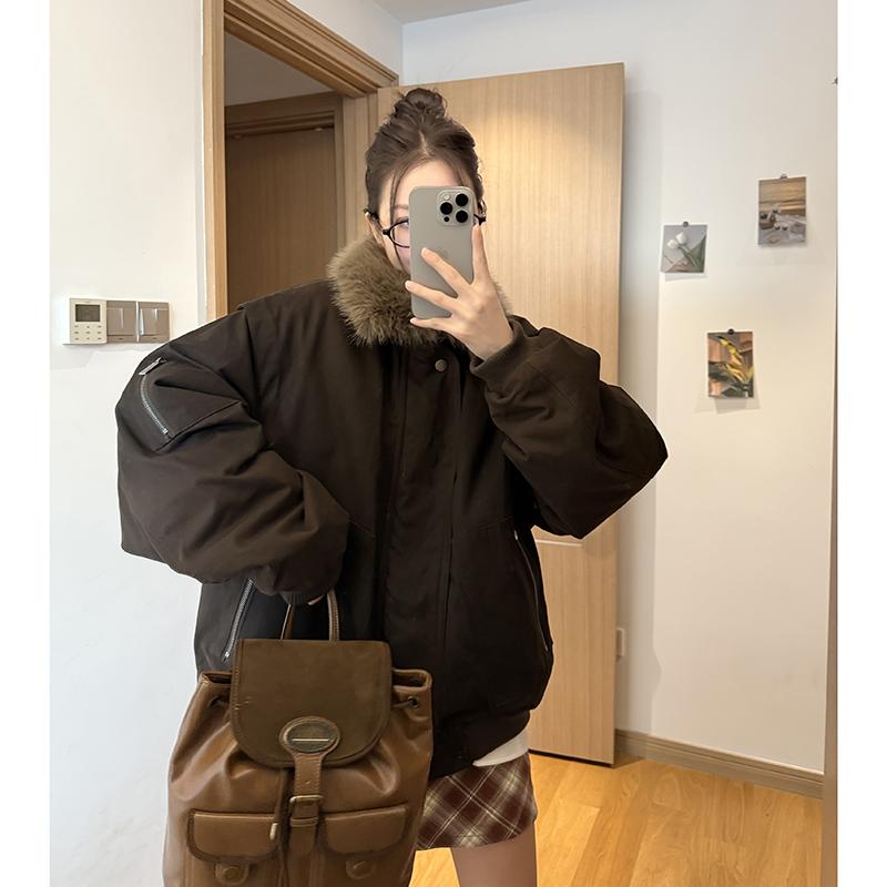 2024冬季新款宽松毛领羽绒服