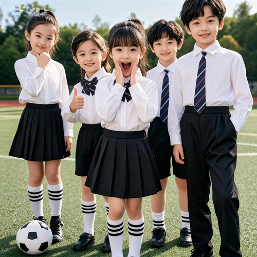 儿童白衬衫男童长袖小学生校服运动会毕业照合唱表演女童短袖衬衫