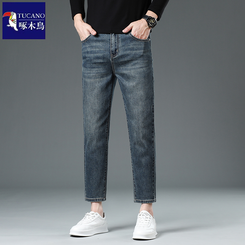 啄木鸟秋冬新款九分牛仔裤男