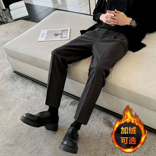 啄木鸟九分毛呢休闲裤男厚款