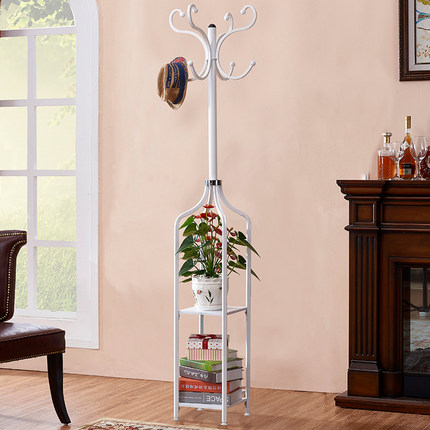 实用钢木创意衣帽架落地衣架卧室内韩式挂衣服的架子多功能包移动