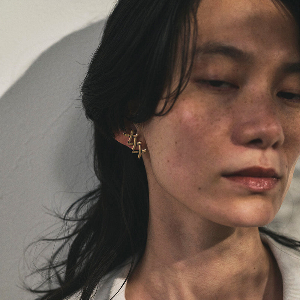 日本OSEWAYA耳环LIMITED NUMBER美式复古X型耳钉有耳洞