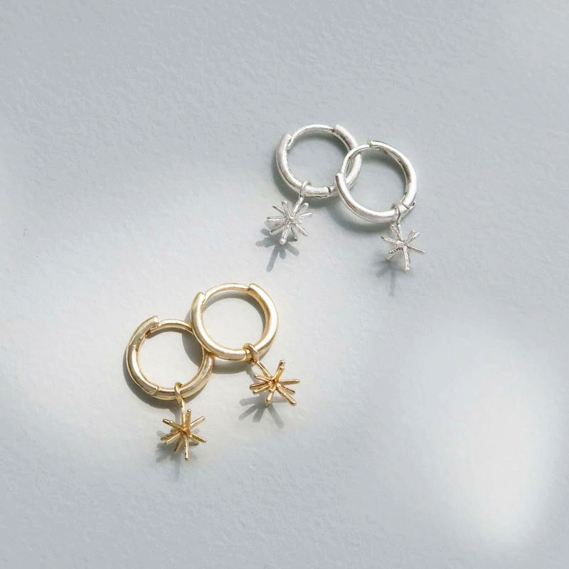 日本OSEWAYA耳环LIMITED NUMBER新月MOON系列迷你小巧圈式耳钉女