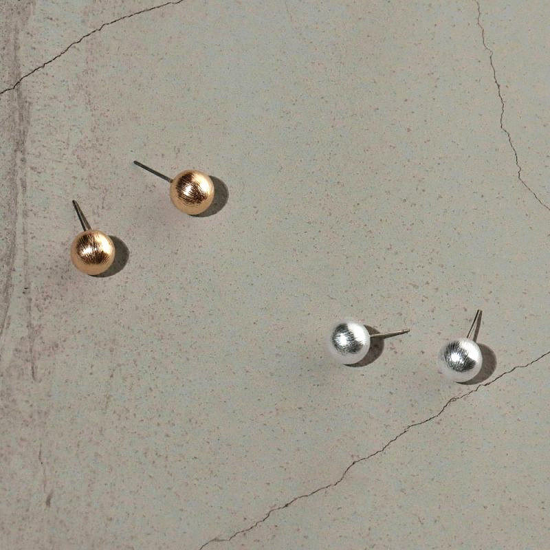 日本OSEWAYA耳环LIMITED NUMBER新月MOON拉丝球体造型耳钉小号1cm