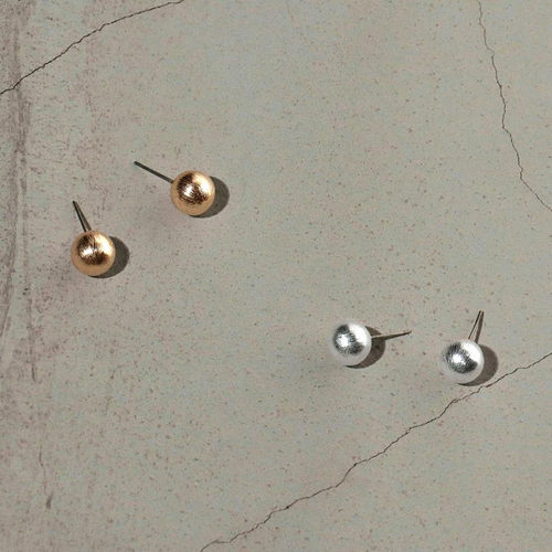 日本OSEWAYA耳环LIMITED NUMBER新月MOON拉丝球体造型耳钉小号1cm