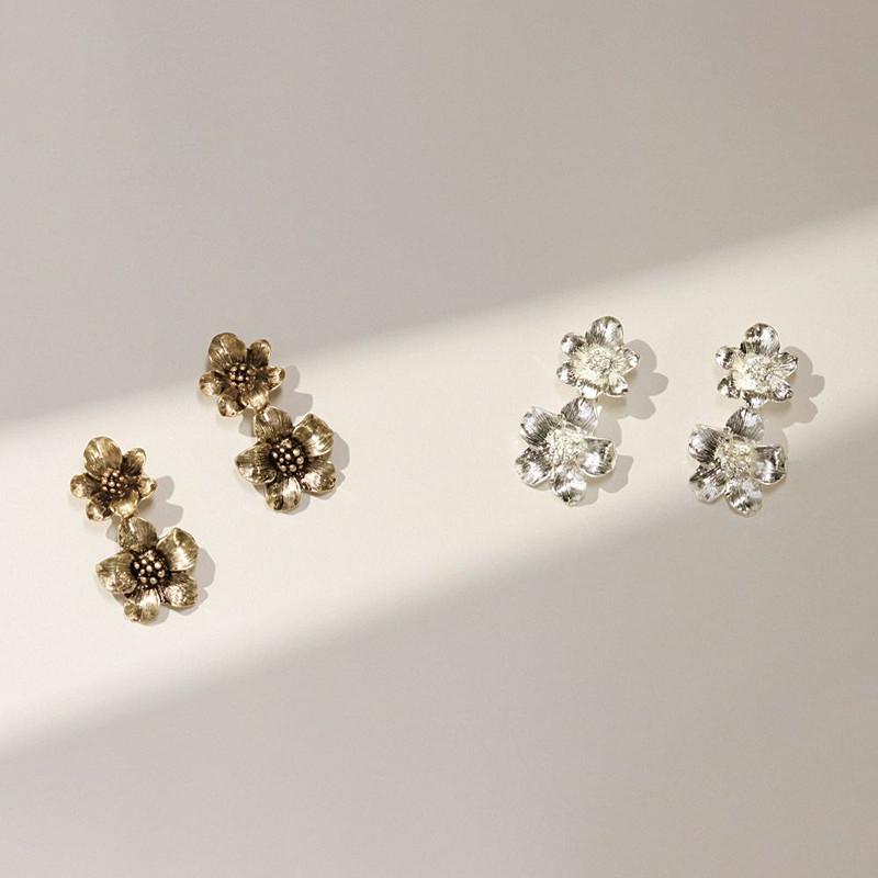 日本OSEWAYA耳饰LIMITED NUMBER美式复古大小花朵造型耳钉有耳洞