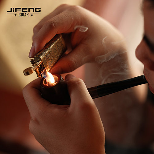烟斗打火机JIFENG充气复古斜火