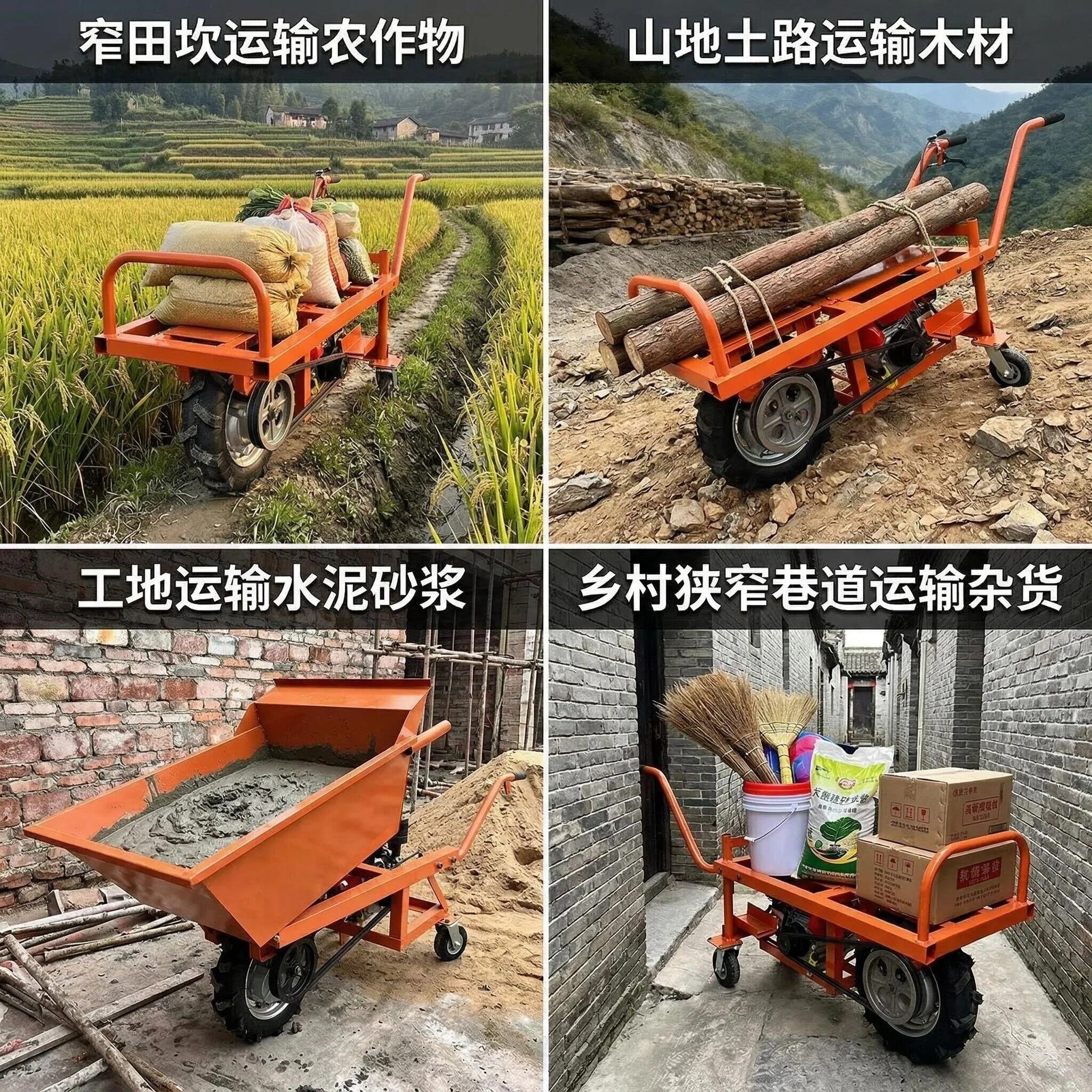 机动独轮车汽油农用三轮车鸡公车斗爬坡果园转运手推车油动运输车