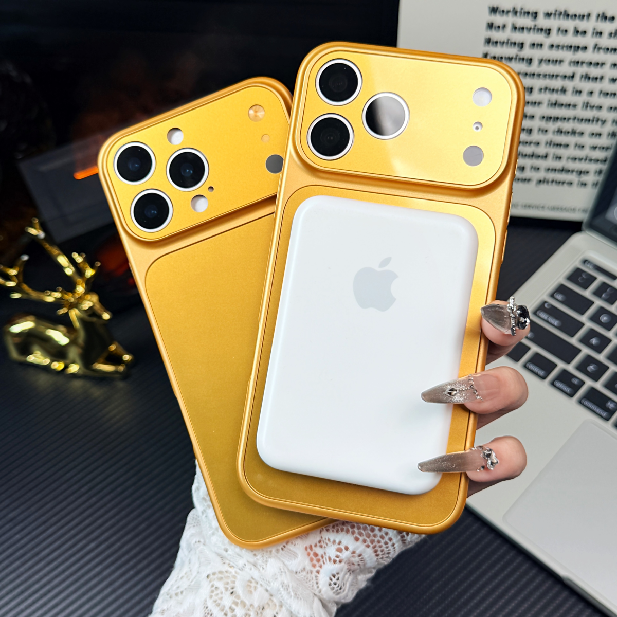 秒变17康宁玻璃黄金壳高颜值细闪适用于iPhone17proma